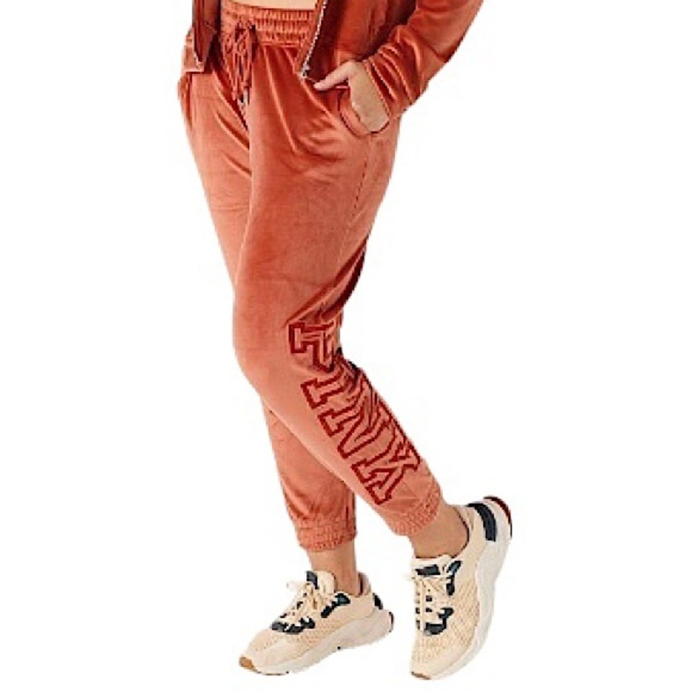 Victoria's Secret Pink‎ Velvet Lounge Track Soft Pants Rust Color L